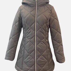 NWT Laundry by Shelli Segal Women's Diamond Quilted Hooded Jacket M
